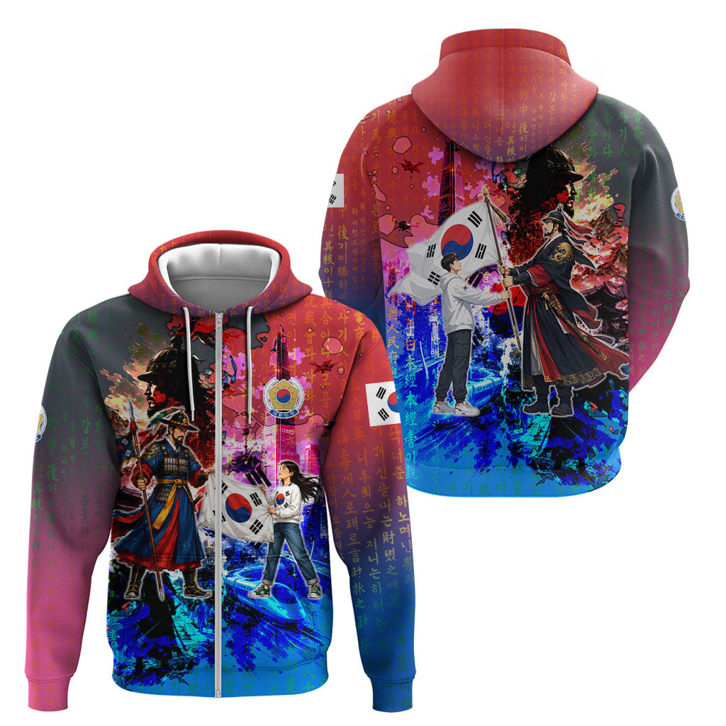 South Korea Flag Day Zip Hoodie National Pride - Traditional Warrior - Modern History