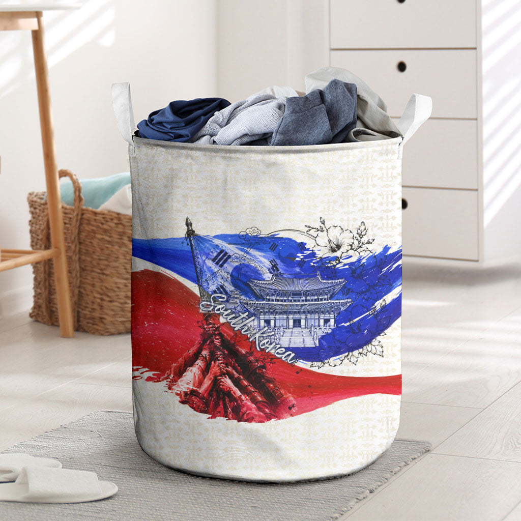 South Korea Flag Day Laundry Basket Patriotic Cultural Landmarks Map
