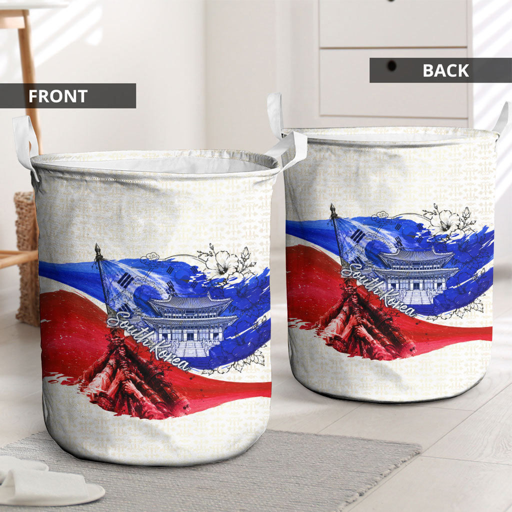 South Korea Flag Day Laundry Basket Patriotic Cultural Landmarks Map