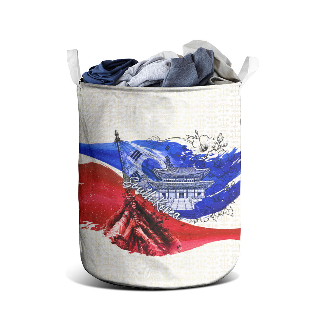 South Korea Flag Day Laundry Basket Patriotic Cultural Landmarks Map