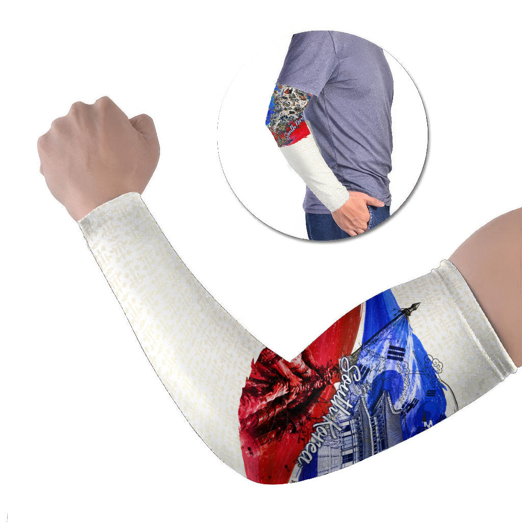 South Korea Flag Day Arm Sleeves Patriotic Cultural Landmarks Map