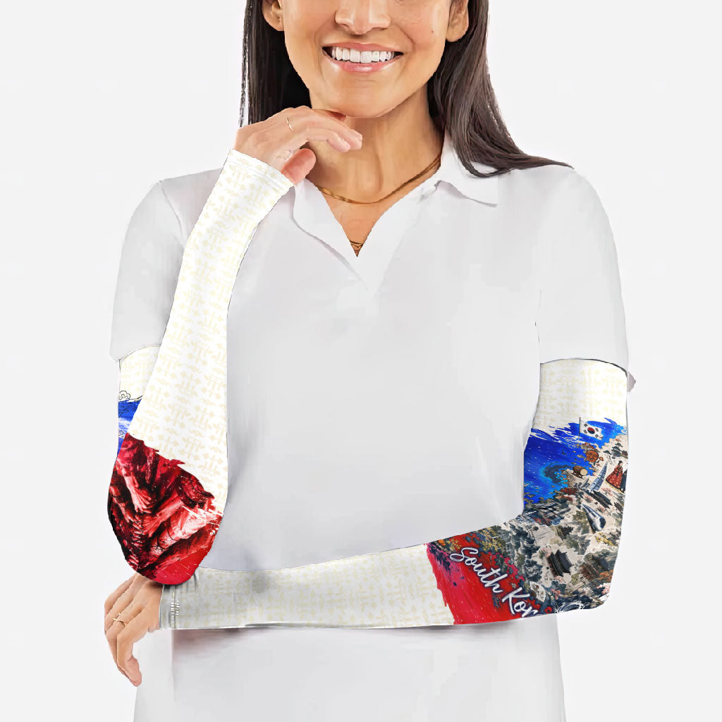 South Korea Flag Day Arm Sleeves Patriotic Cultural Landmarks Map