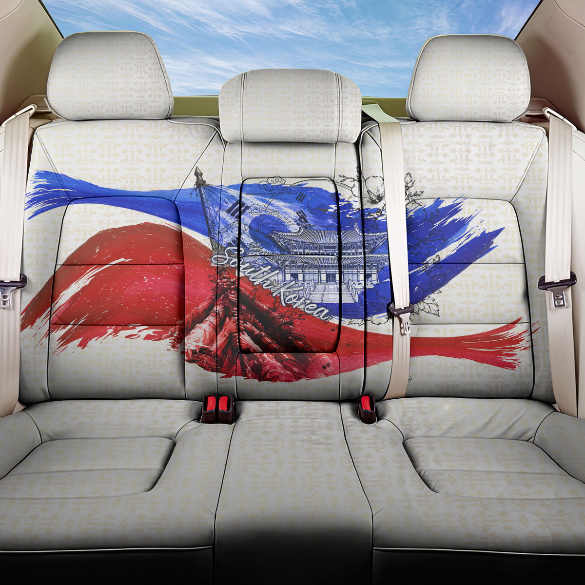 South Korea Flag Day Back Car Seat Cover Patriotic Cultural Landmarks Map