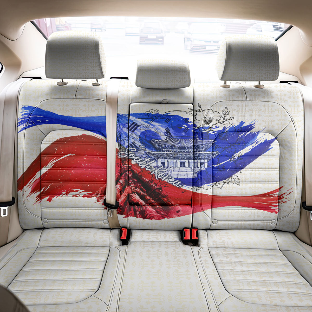 South Korea Flag Day Back Car Seat Cover Patriotic Cultural Landmarks Map