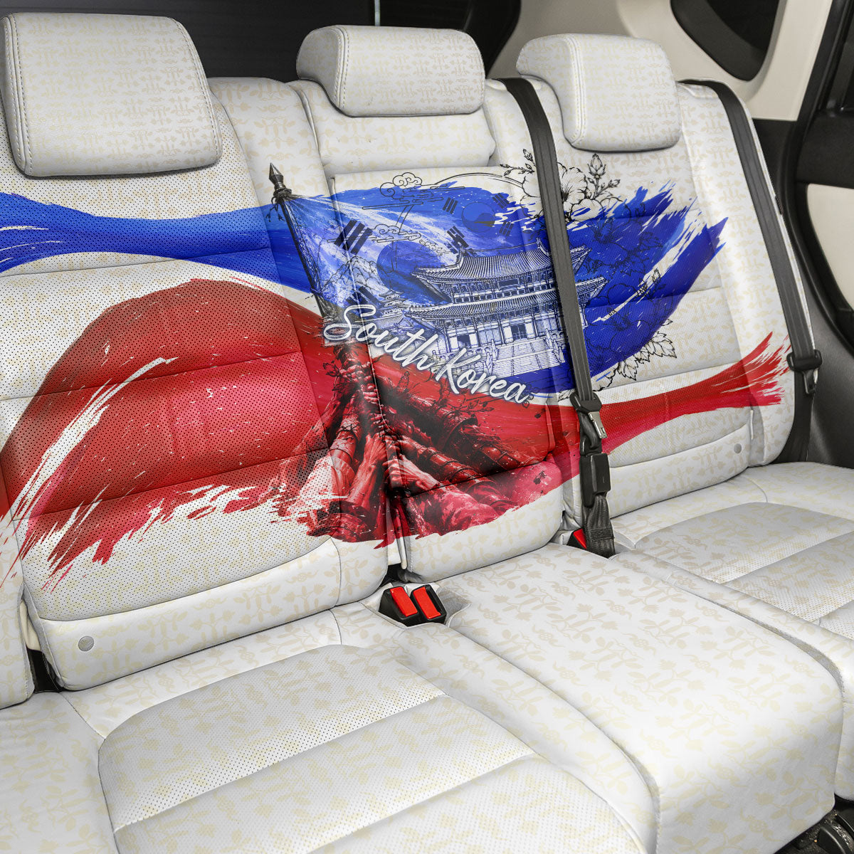 South Korea Flag Day Back Car Seat Cover Patriotic Cultural Landmarks Map