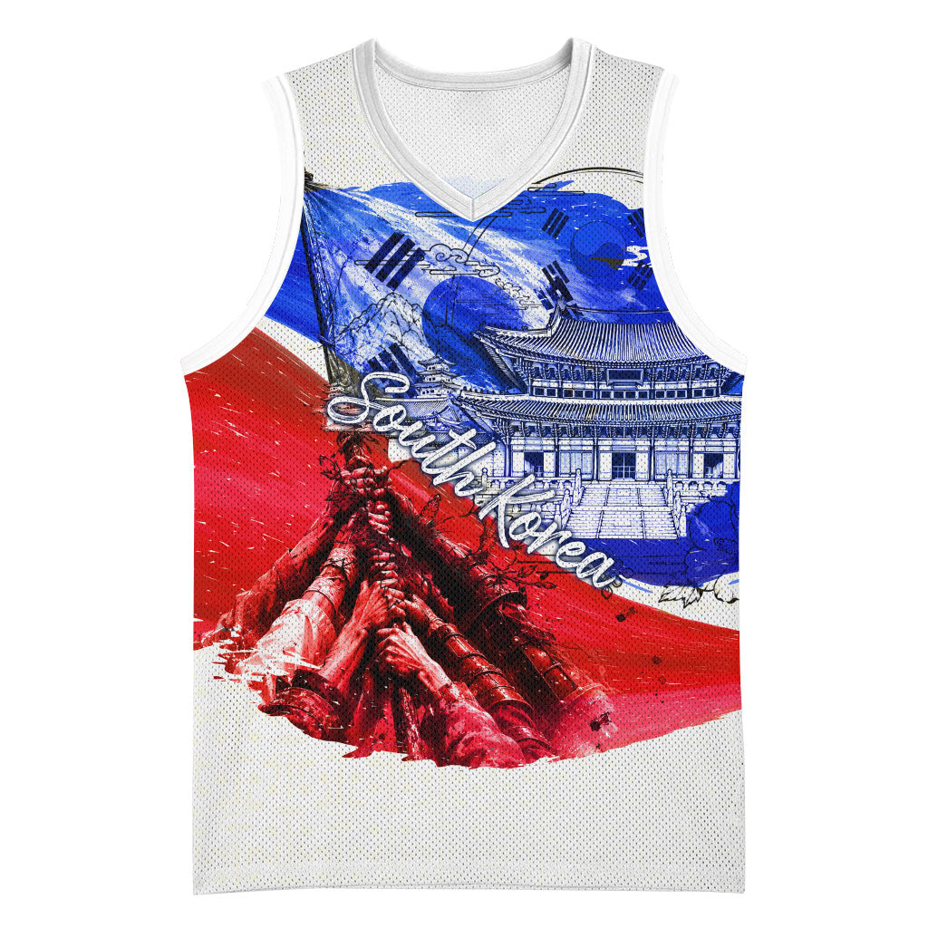 South Korea Flag Day Basketball Jersey Patriotic Cultural Landmarks Map