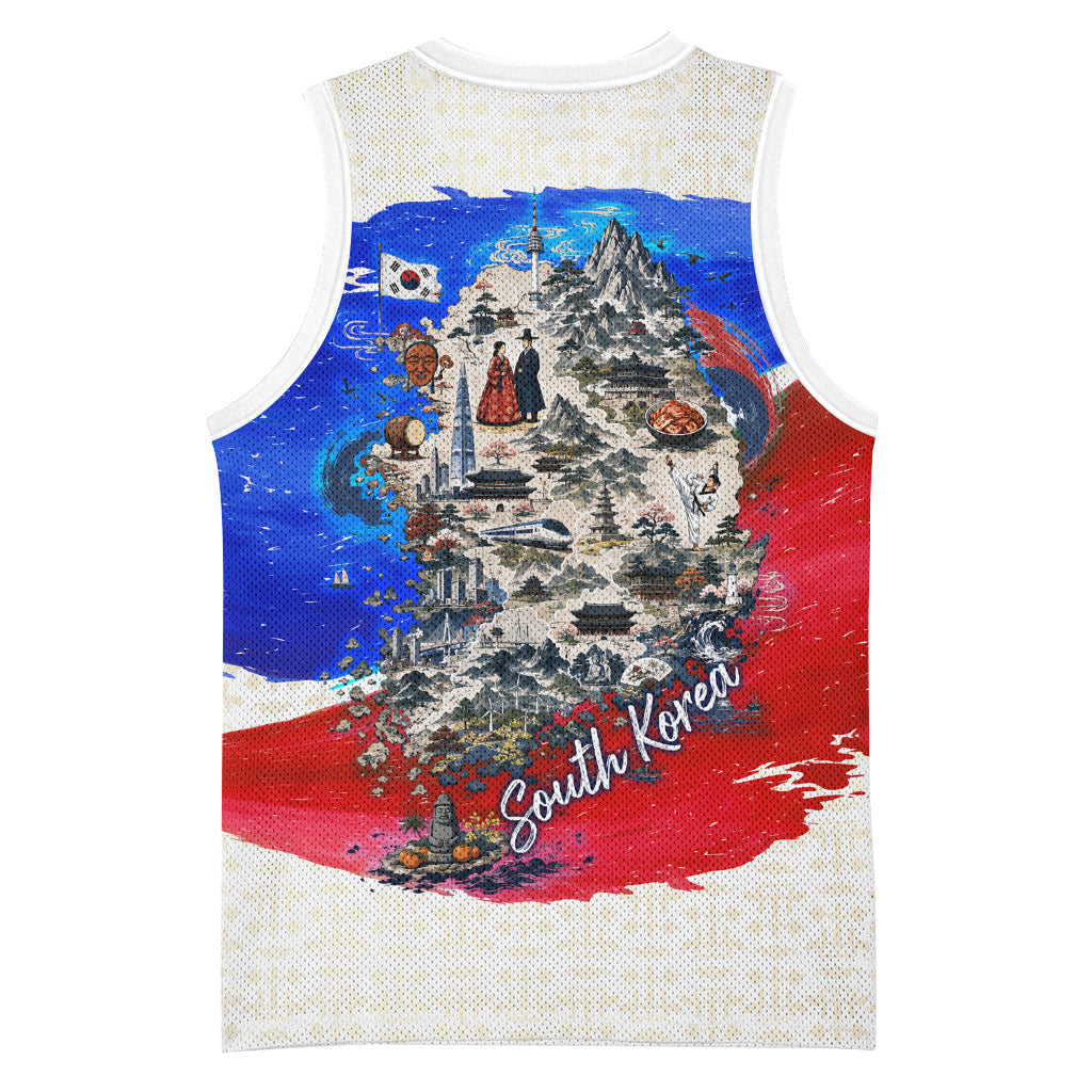 South Korea Flag Day Basketball Jersey Patriotic Cultural Landmarks Map