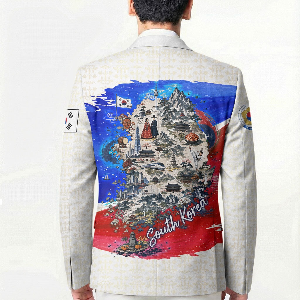 South Korea Flag Day Blazer Patriotic Cultural Landmarks Map