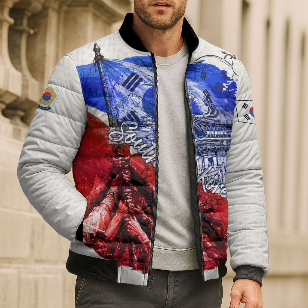 South Korea Flag Day Bomber Puffer Jacket Patriotic Cultural Landmarks Map