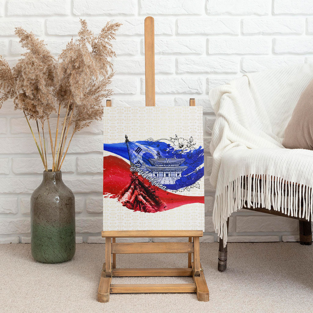 South Korea Flag Day Canvas Wall Art Patriotic Cultural Landmarks Map