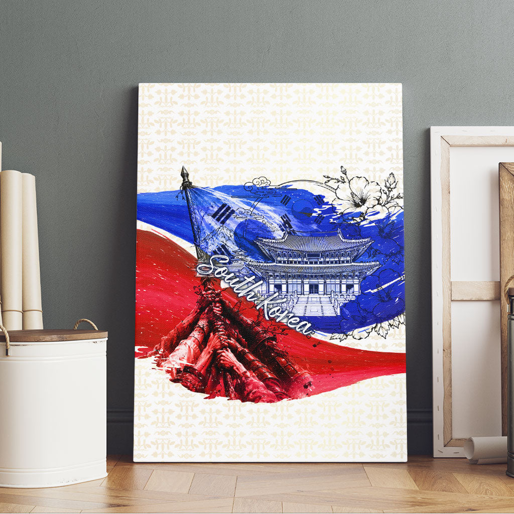 South Korea Flag Day Canvas Wall Art Patriotic Cultural Landmarks Map
