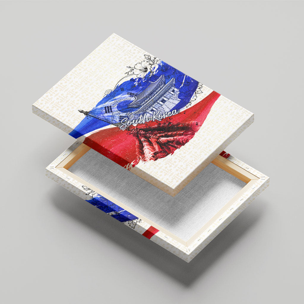 South Korea Flag Day Canvas Wall Art Patriotic Cultural Landmarks Map