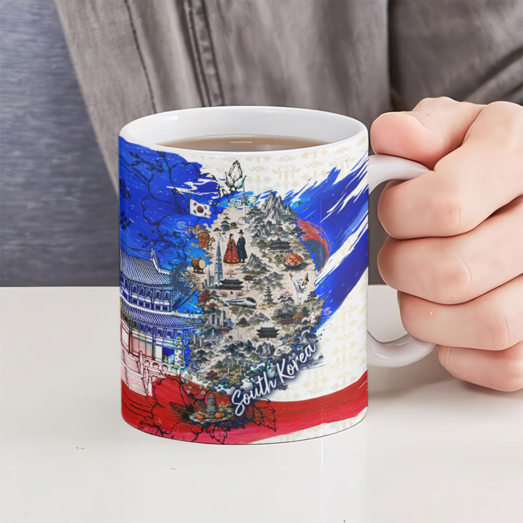 South Korea Flag Day Ceramic Mug Patriotic Cultural Landmarks Map