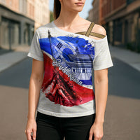 South Korea Flag Day Cross Shoulder Shirt Patriotic Cultural Landmarks Map