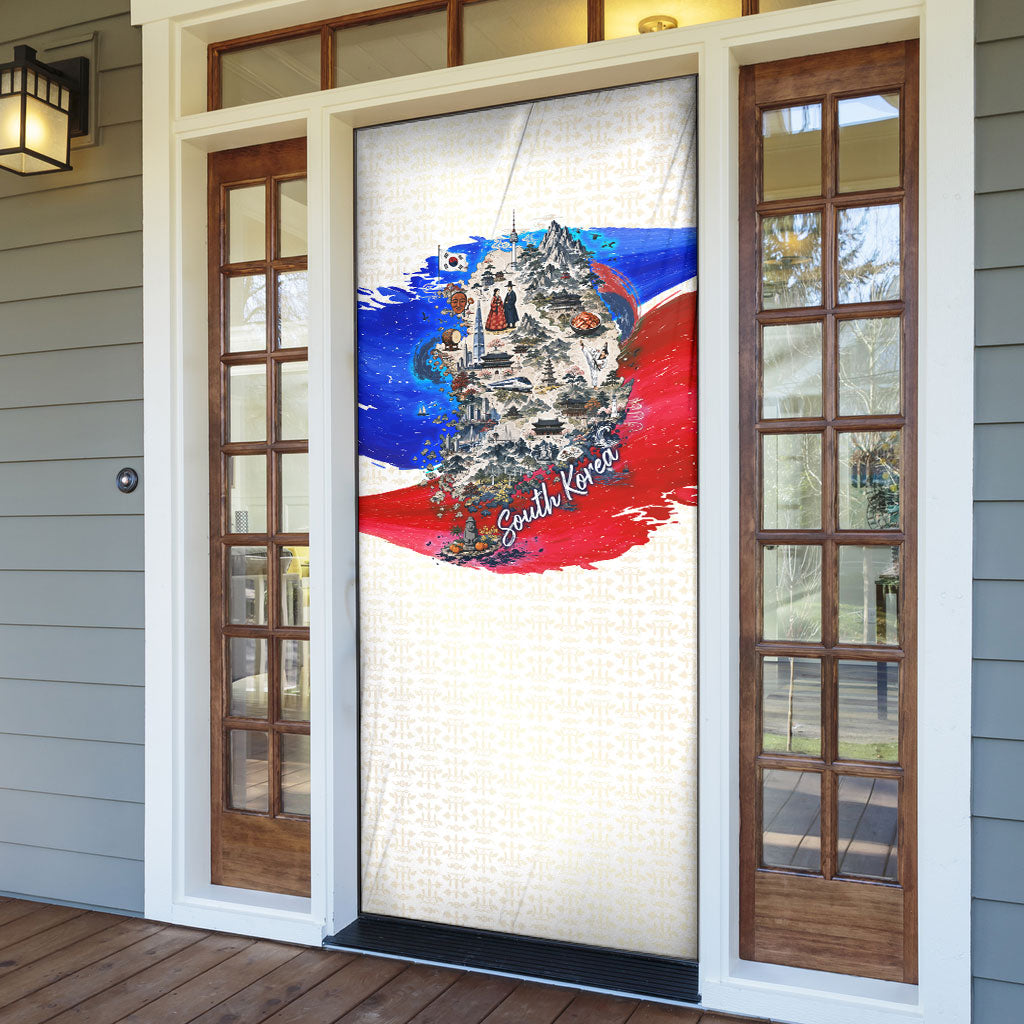 South Korea Flag Day Door Cover Patriotic Cultural Landmarks Map