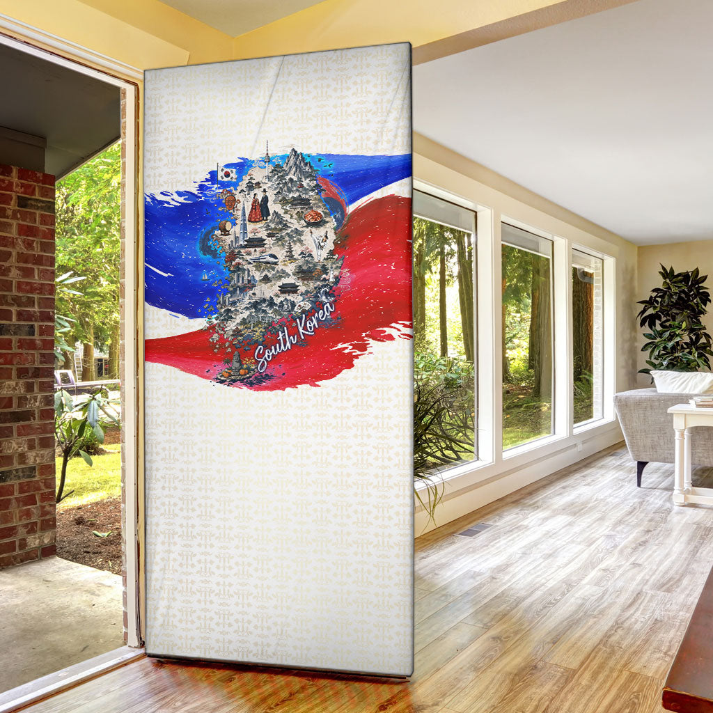 South Korea Flag Day Door Cover Patriotic Cultural Landmarks Map