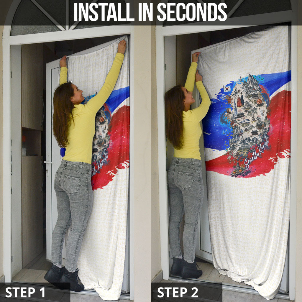 South Korea Flag Day Door Cover Patriotic Cultural Landmarks Map