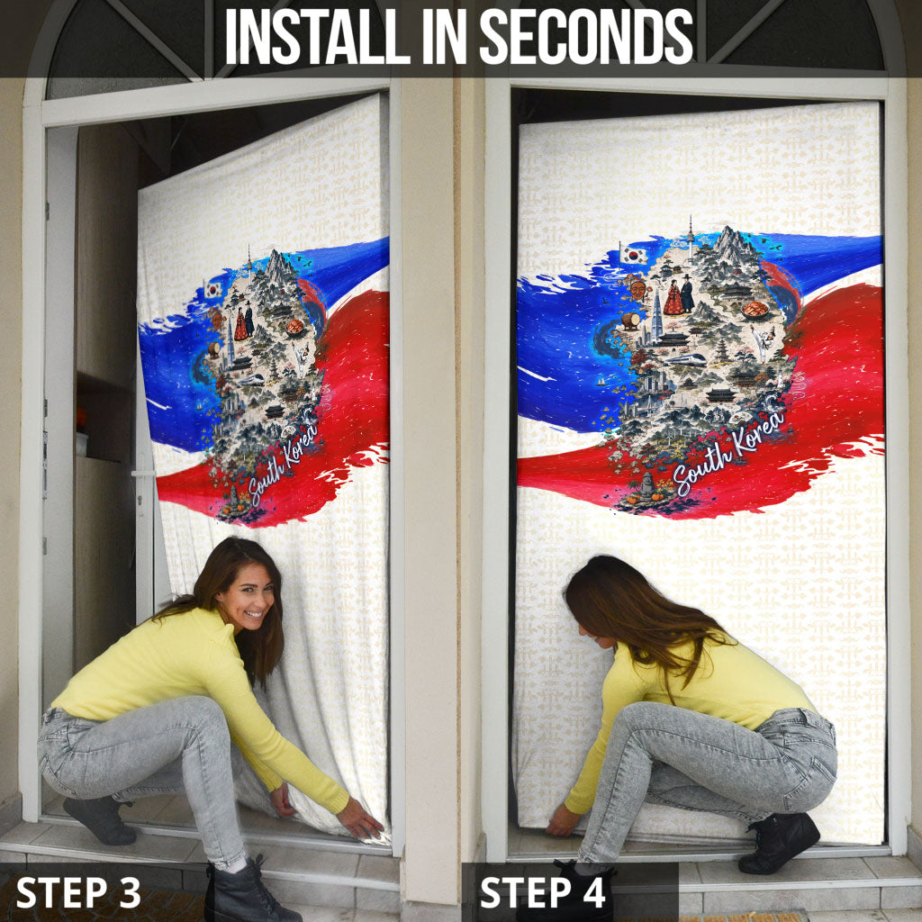 South Korea Flag Day Door Cover Patriotic Cultural Landmarks Map