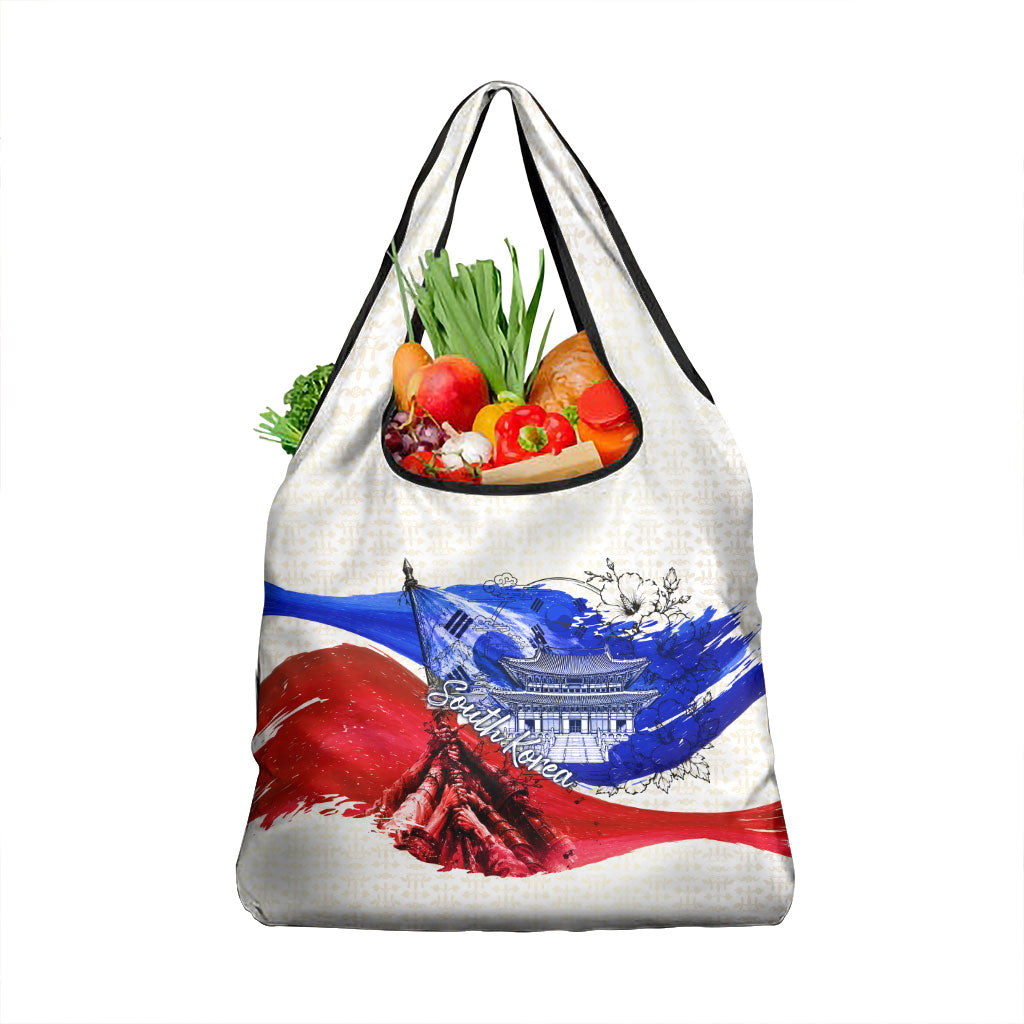 South Korea Flag Day Grocery Bag Patriotic Cultural Landmarks Map