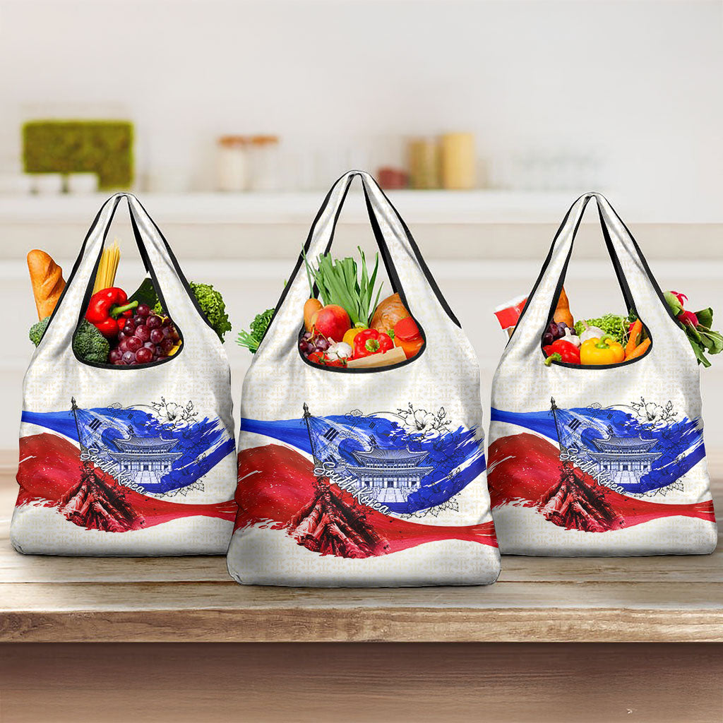 South Korea Flag Day Grocery Bag Patriotic Cultural Landmarks Map