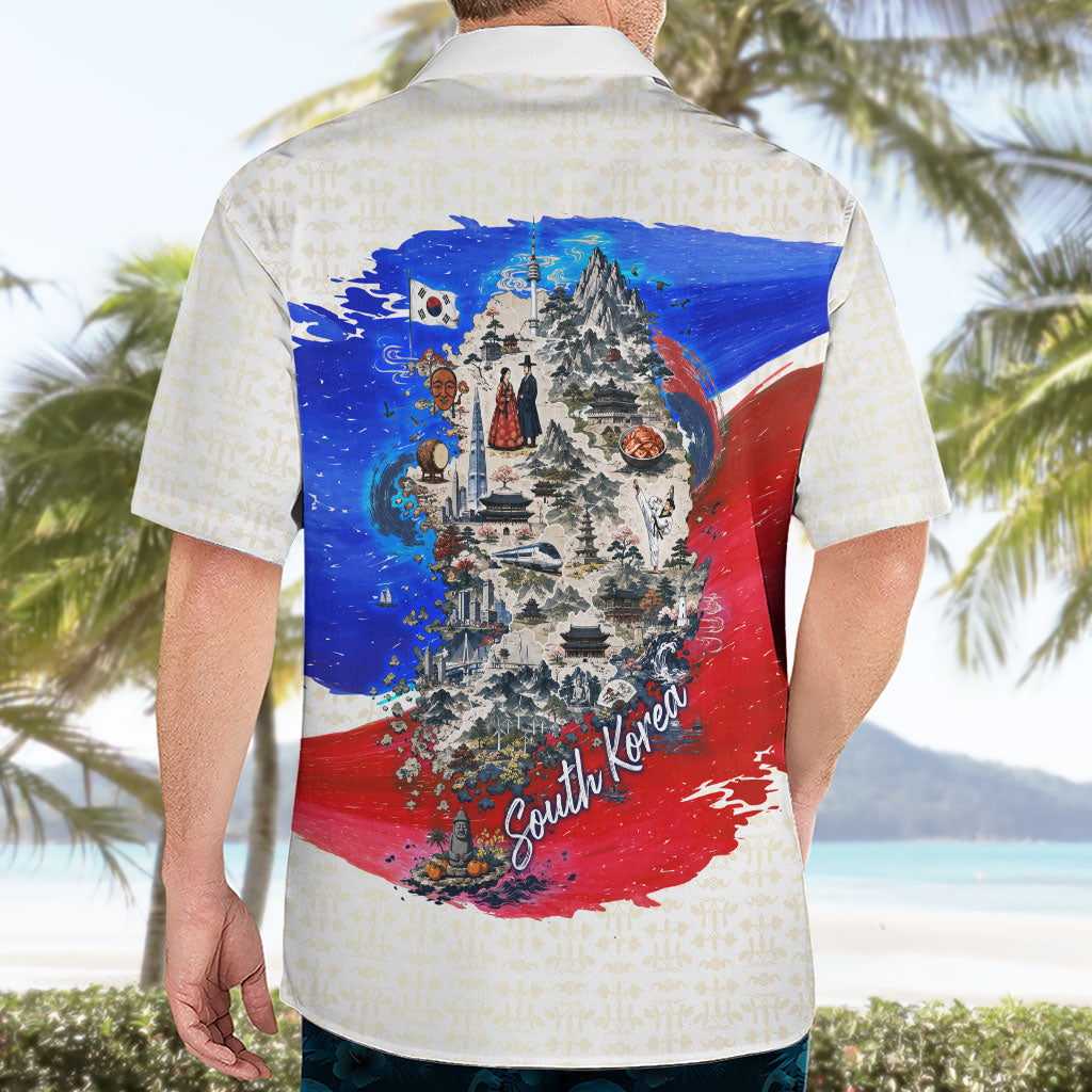South Korea Flag Day Hawaiian Shirt Patriotic Cultural Landmarks Map