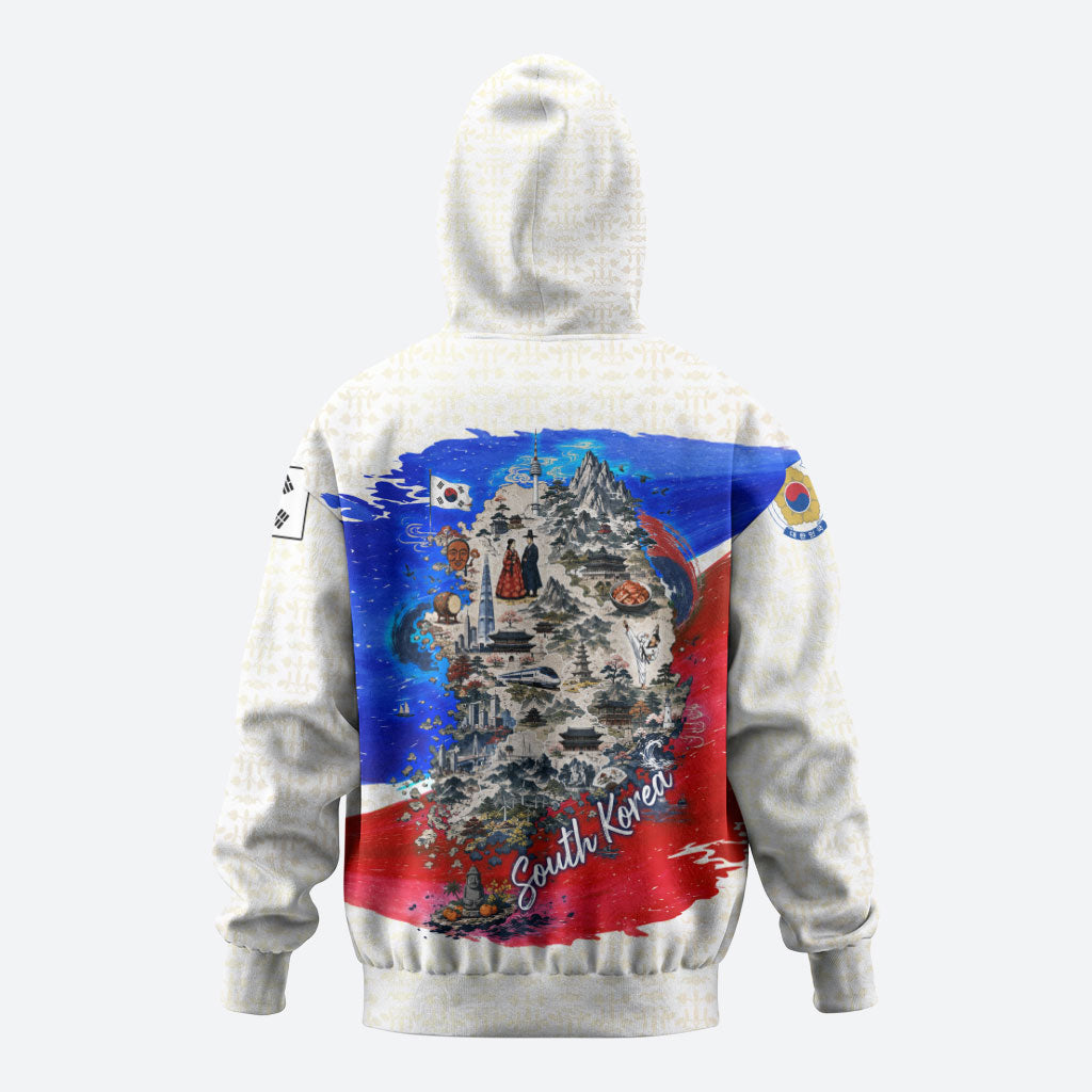 South Korea Flag Day Hoodie Patriotic Cultural Landmarks Map