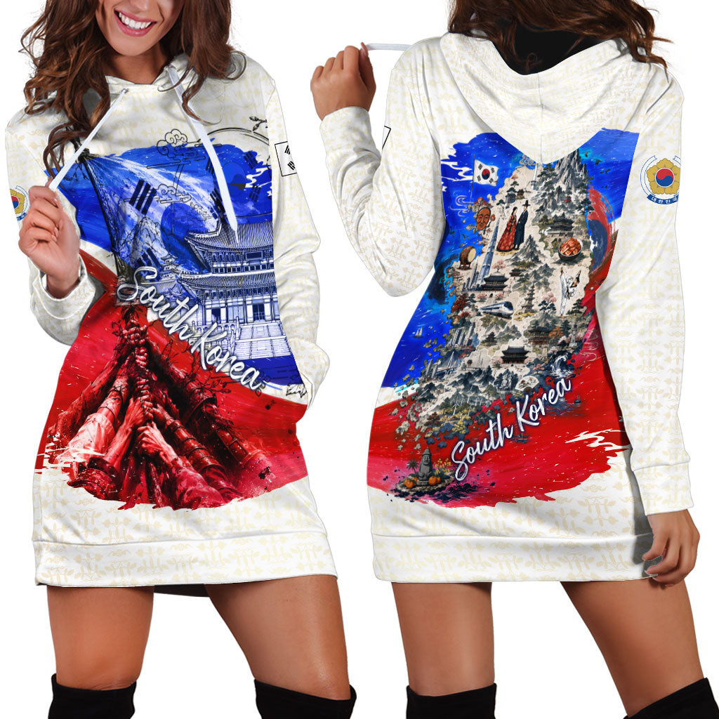 South Korea Flag Day Hoodie Dress Patriotic Cultural Landmarks Map