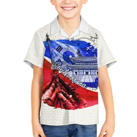 South Korea Flag Day Kid Hawaiian Shirt Patriotic Cultural Landmarks Map