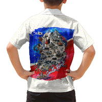 South Korea Flag Day Kid Hawaiian Shirt Patriotic Cultural Landmarks Map