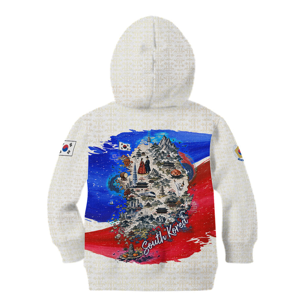 South Korea Flag Day Kid Hoodie Patriotic Cultural Landmarks Map