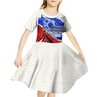 South Korea Flag Day Kid Short Sleeve Dress Patriotic Cultural Landmarks Map