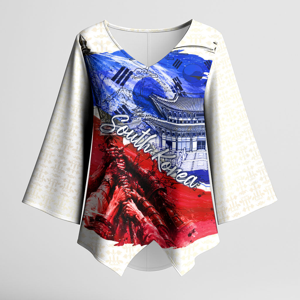 South Korea Flag Day Kimono Sleeve Blouse Patriotic Cultural Landmarks Map