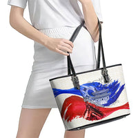 South Korea Flag Day Leather Tote Bag Patriotic Cultural Landmarks Map