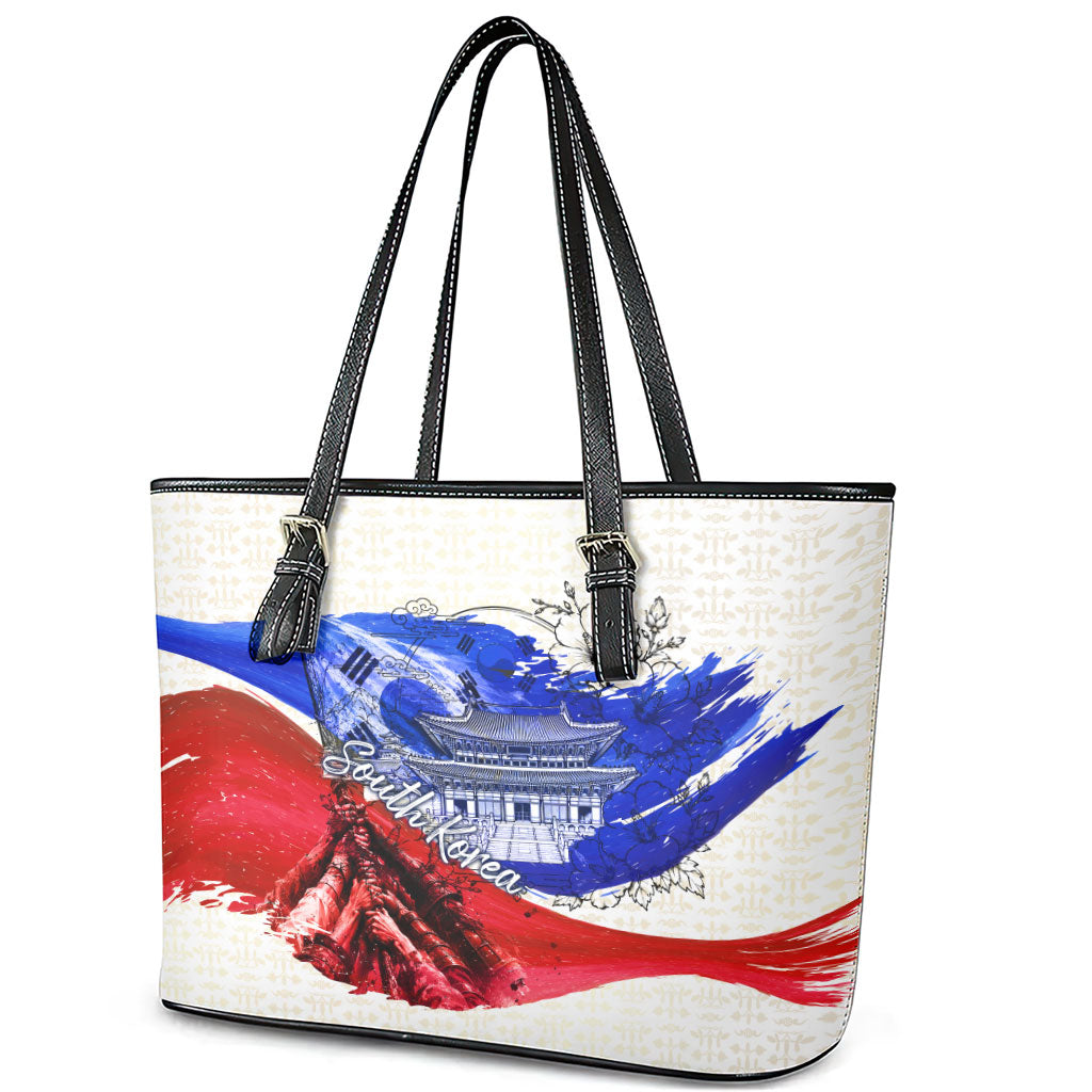 South Korea Flag Day Leather Tote Bag Patriotic Cultural Landmarks Map