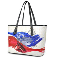 South Korea Flag Day Leather Tote Bag Patriotic Cultural Landmarks Map