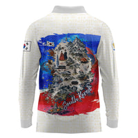 South Korea Flag Day Long Sleeve Polo Shirt Patriotic Cultural Landmarks Map