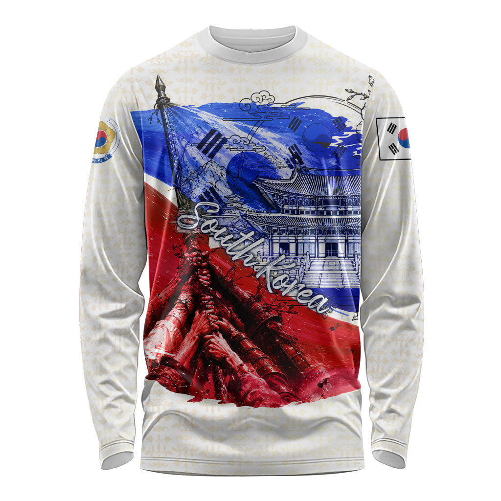 South Korea Flag Day Long Sleeve Shirt Patriotic Cultural Landmarks Map