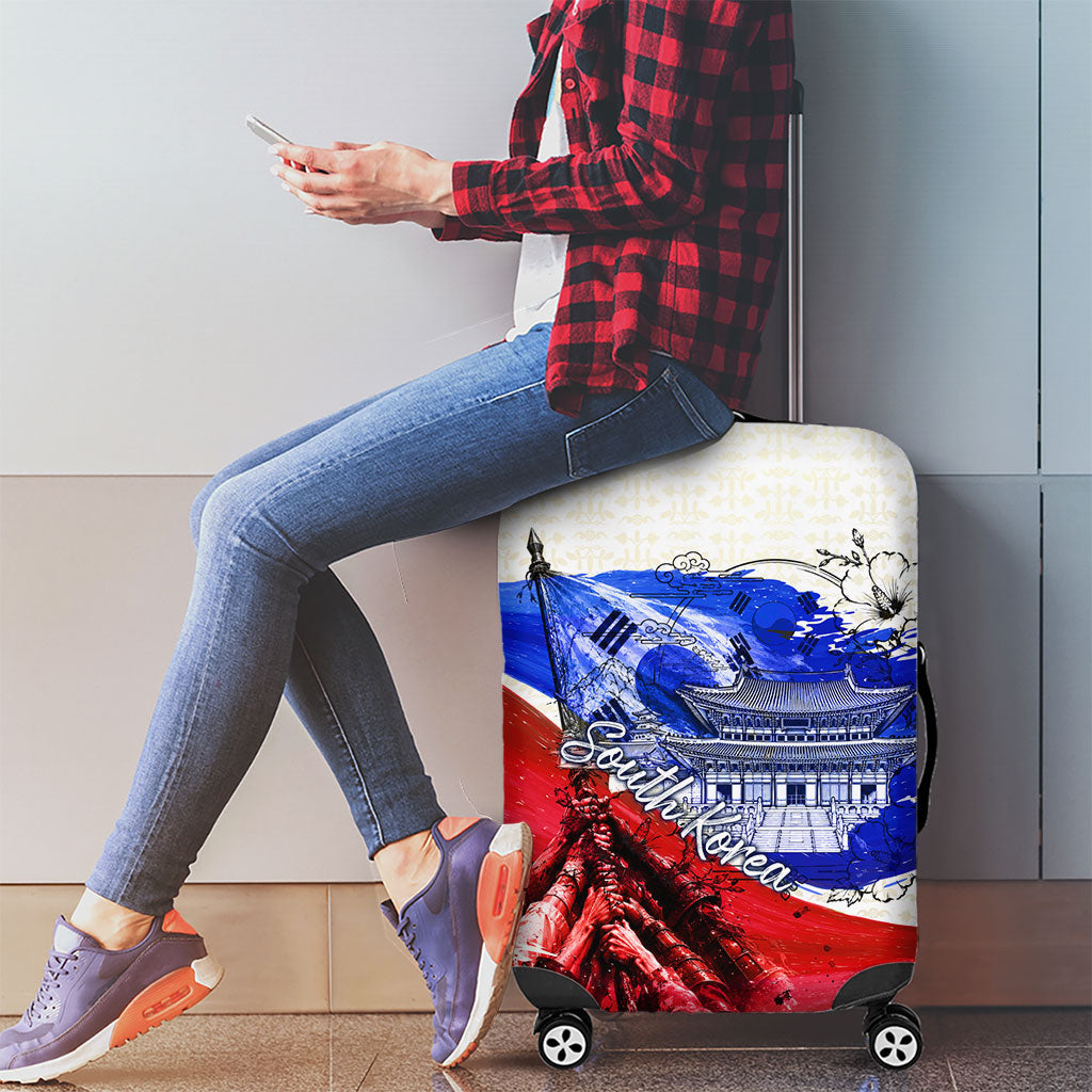 South Korea Flag Day Luggage Cover Patriotic Cultural Landmarks Map