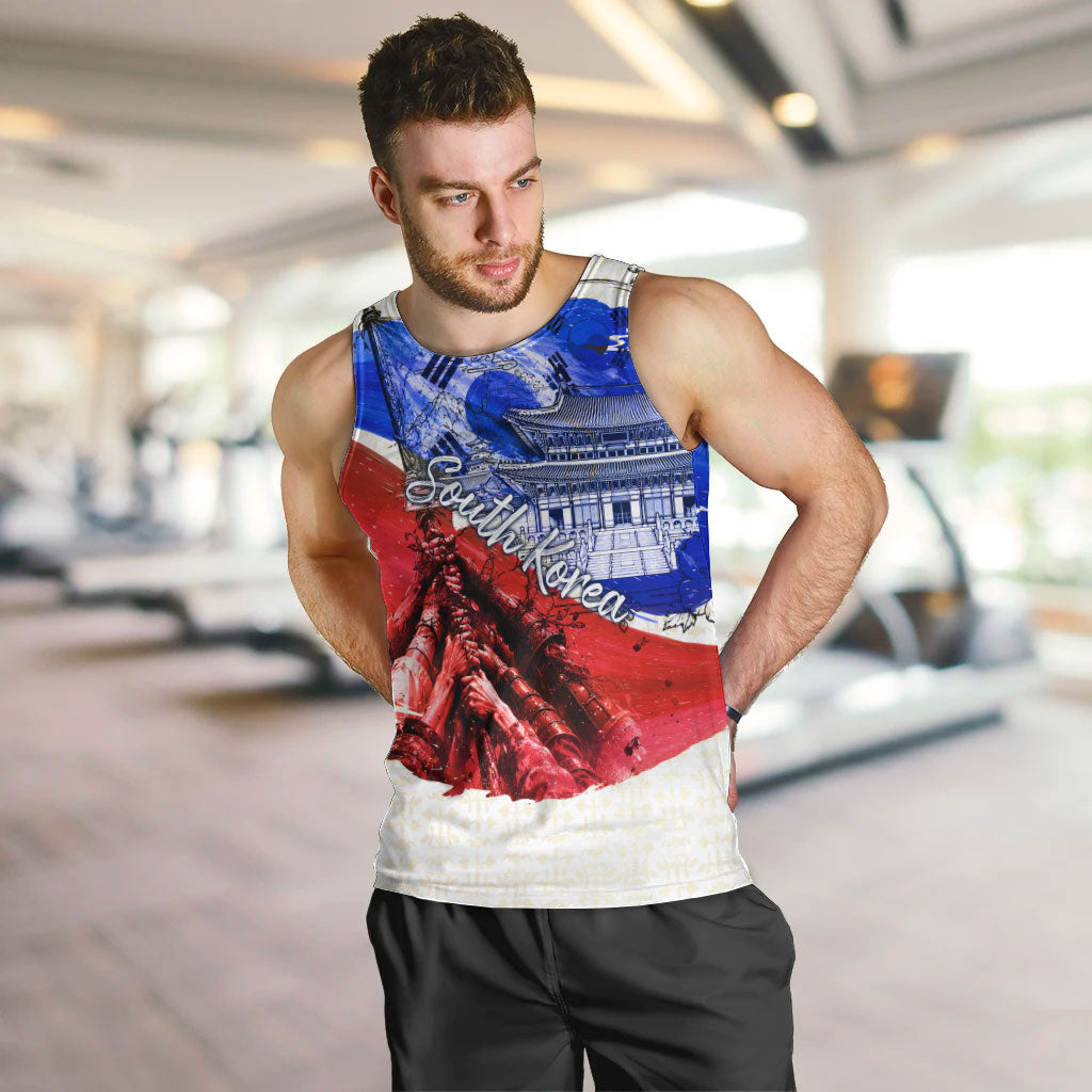 South Korea Flag Day Men Tank Top Patriotic Cultural Landmarks Map