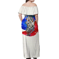 South Korea Flag Day Off Shoulder Maxi Dress Patriotic Cultural Landmarks Map