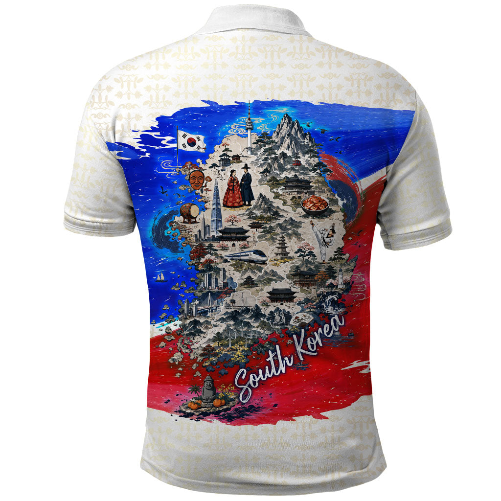 South Korea Flag Day Polo Shirt Patriotic Cultural Landmarks Map