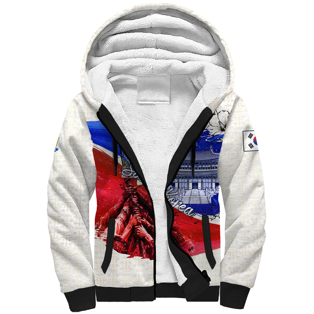 South Korea Flag Day Sherpa Hoodie Patriotic Cultural Landmarks Map