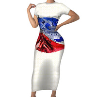South Korea Flag Day Short Sleeve Bodycon Dress Patriotic Cultural Landmarks Map