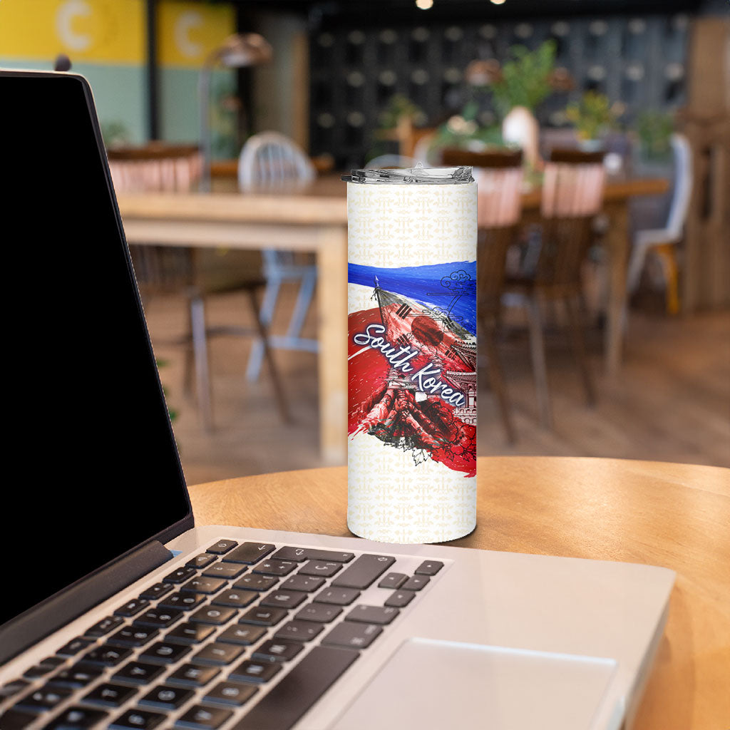 South Korea Flag Day Skinny Tumbler Patriotic Cultural Landmarks Map
