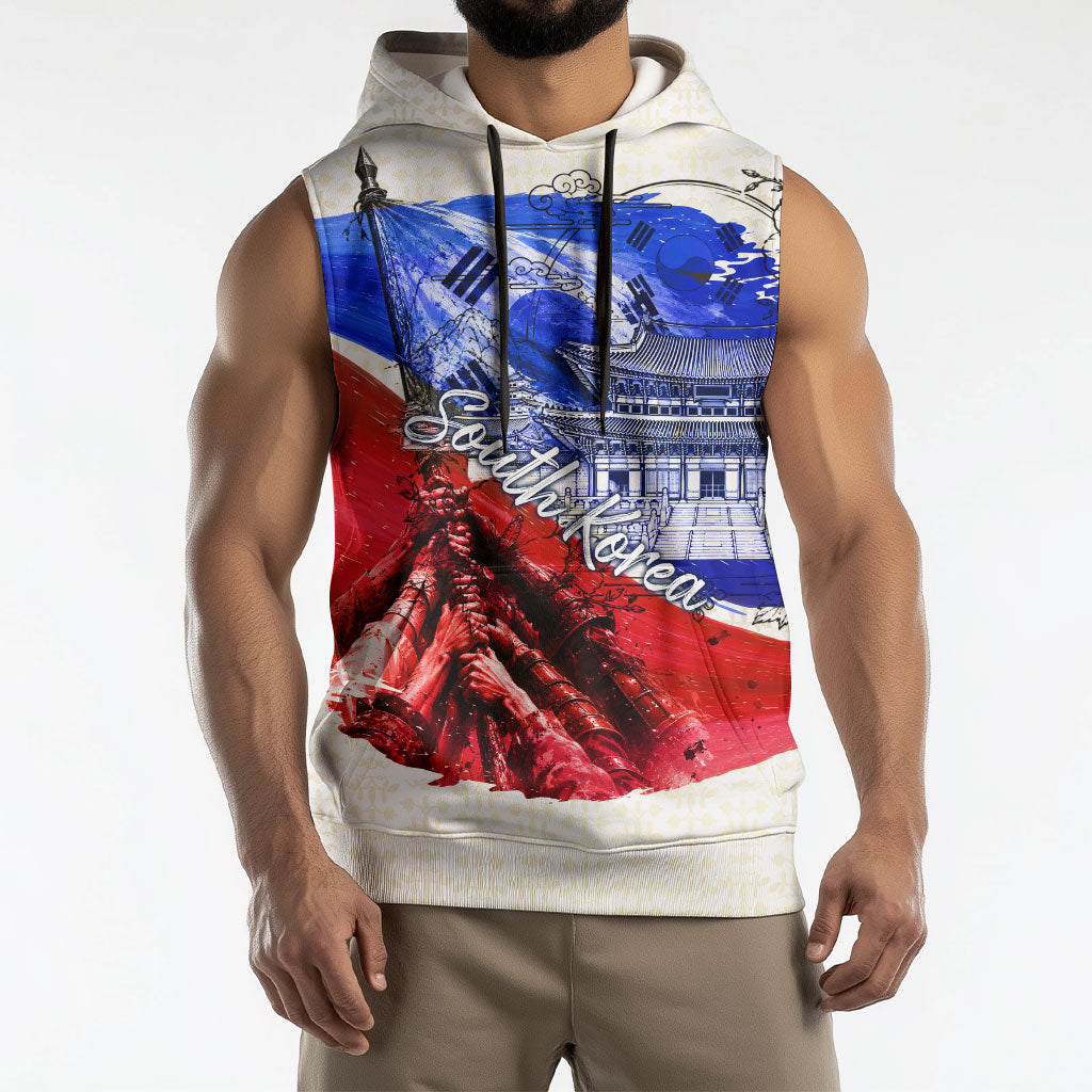 South Korea Flag Day Sleeveless Hoodie Patriotic Cultural Landmarks Map