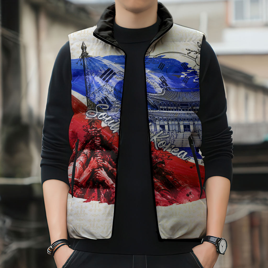South Korea Flag Day Sleeveless Puffer Jacket Patriotic Cultural Landmarks Map