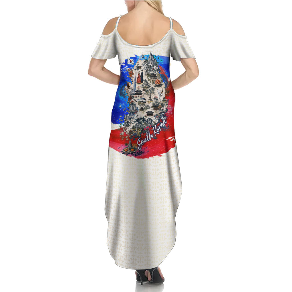 South Korea Flag Day Summer Maxi Dress Patriotic Cultural Landmarks Map