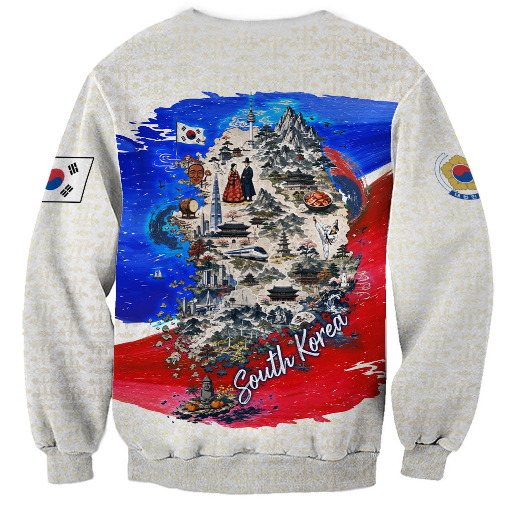 South Korea Flag Day Sweatshirt Patriotic Cultural Landmarks Map