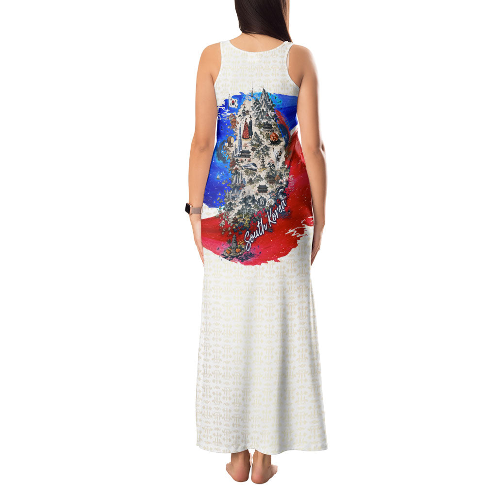 South Korea Flag Day Tank Maxi Dress Patriotic Cultural Landmarks Map