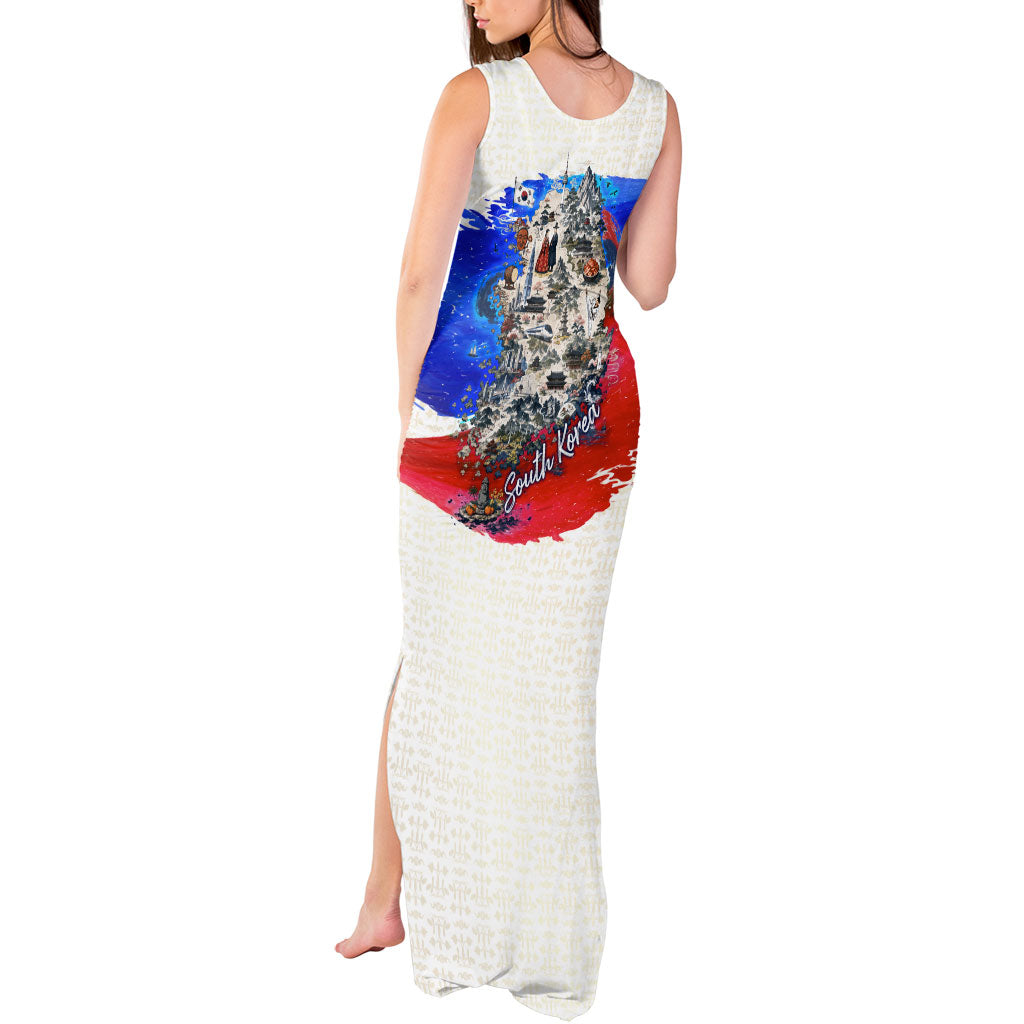 South Korea Flag Day Tank Maxi Dress Patriotic Cultural Landmarks Map